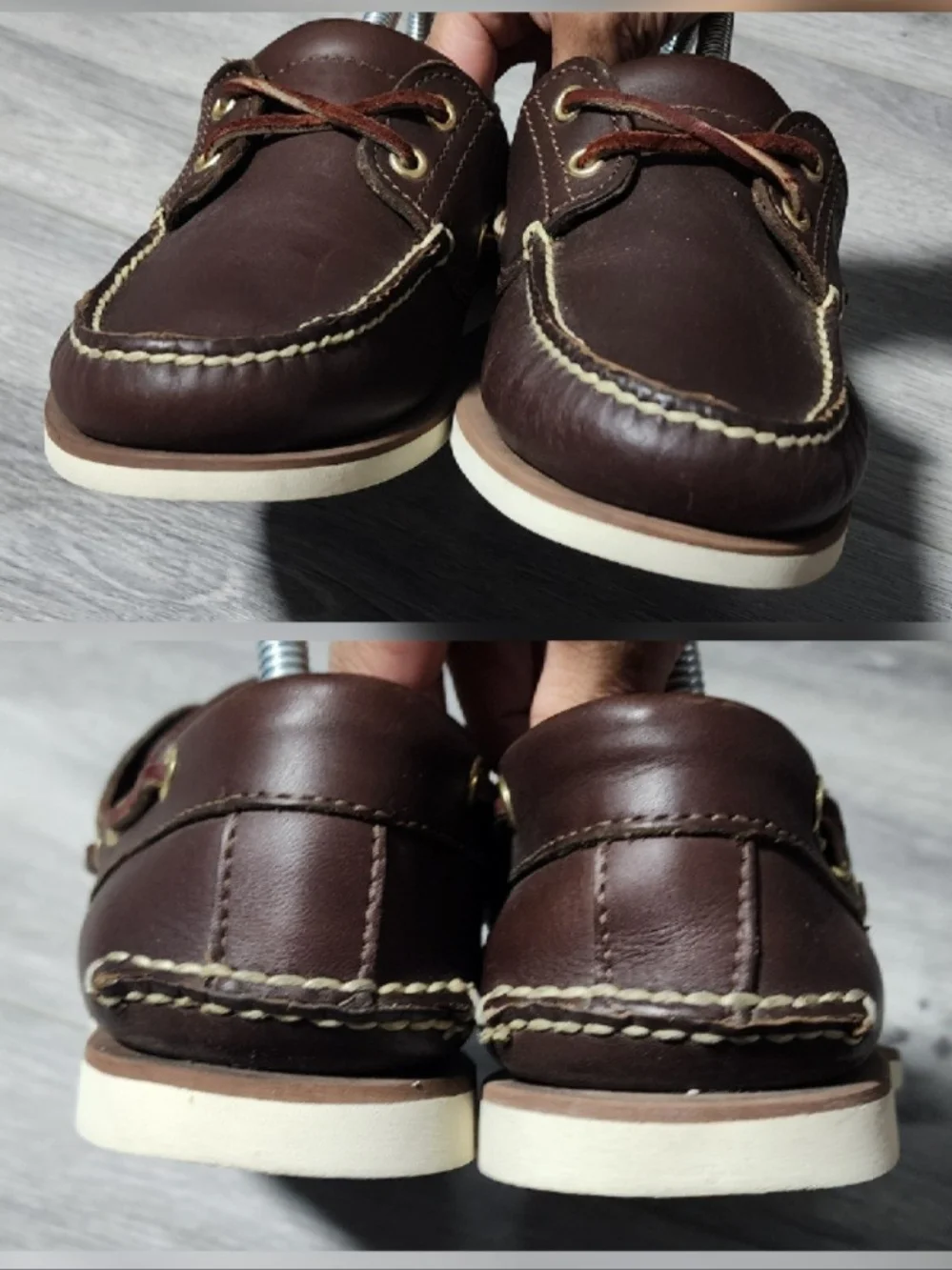 Timberland Classic 2 Eye Brown Leather Moc Toe Boat Shoes Loafers Mens Size 8